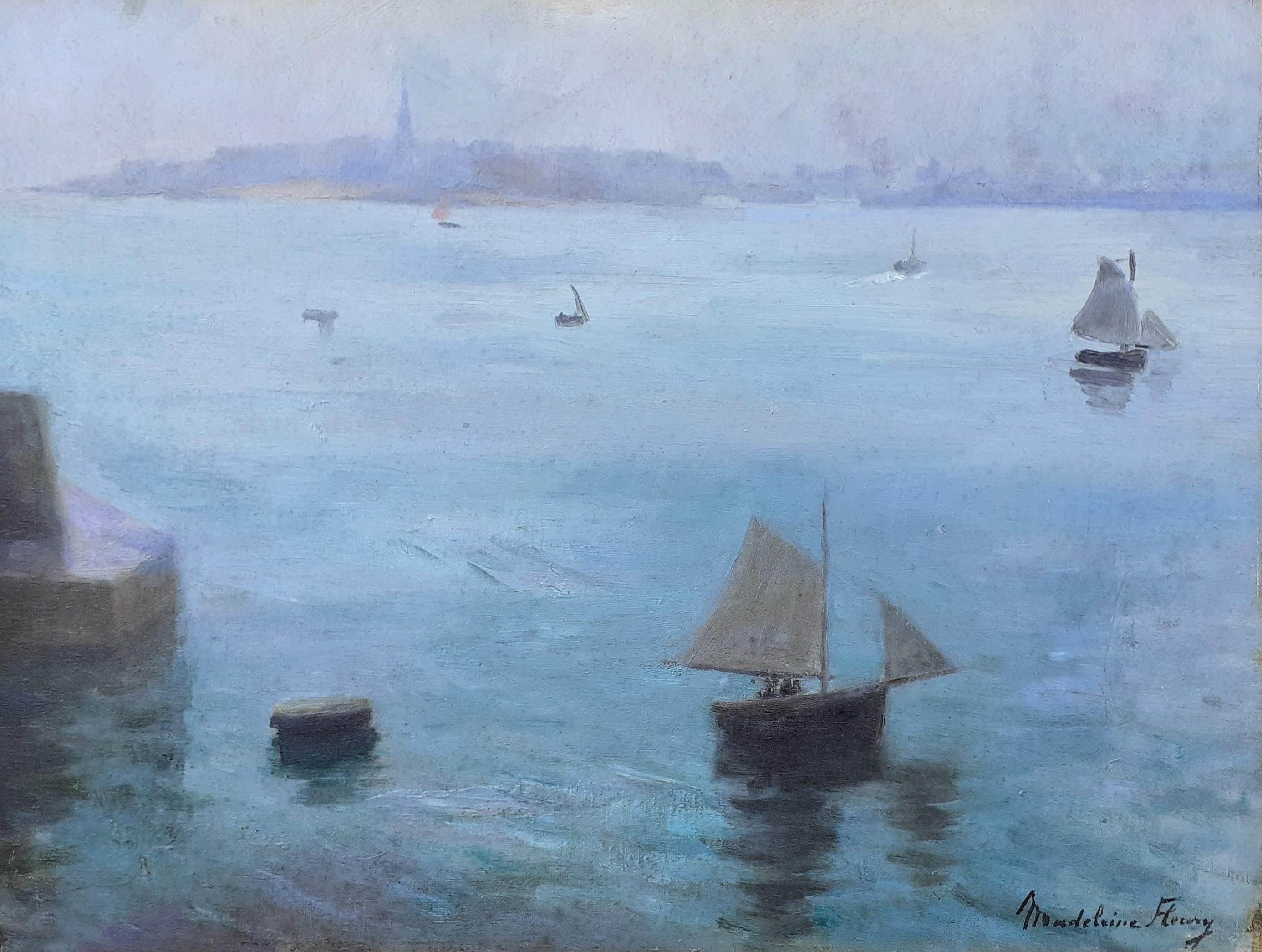 Élève de Claude Monet femme artiste impressionniste paysage marin peinture à l'huile - Painting de Madeleine Fleury