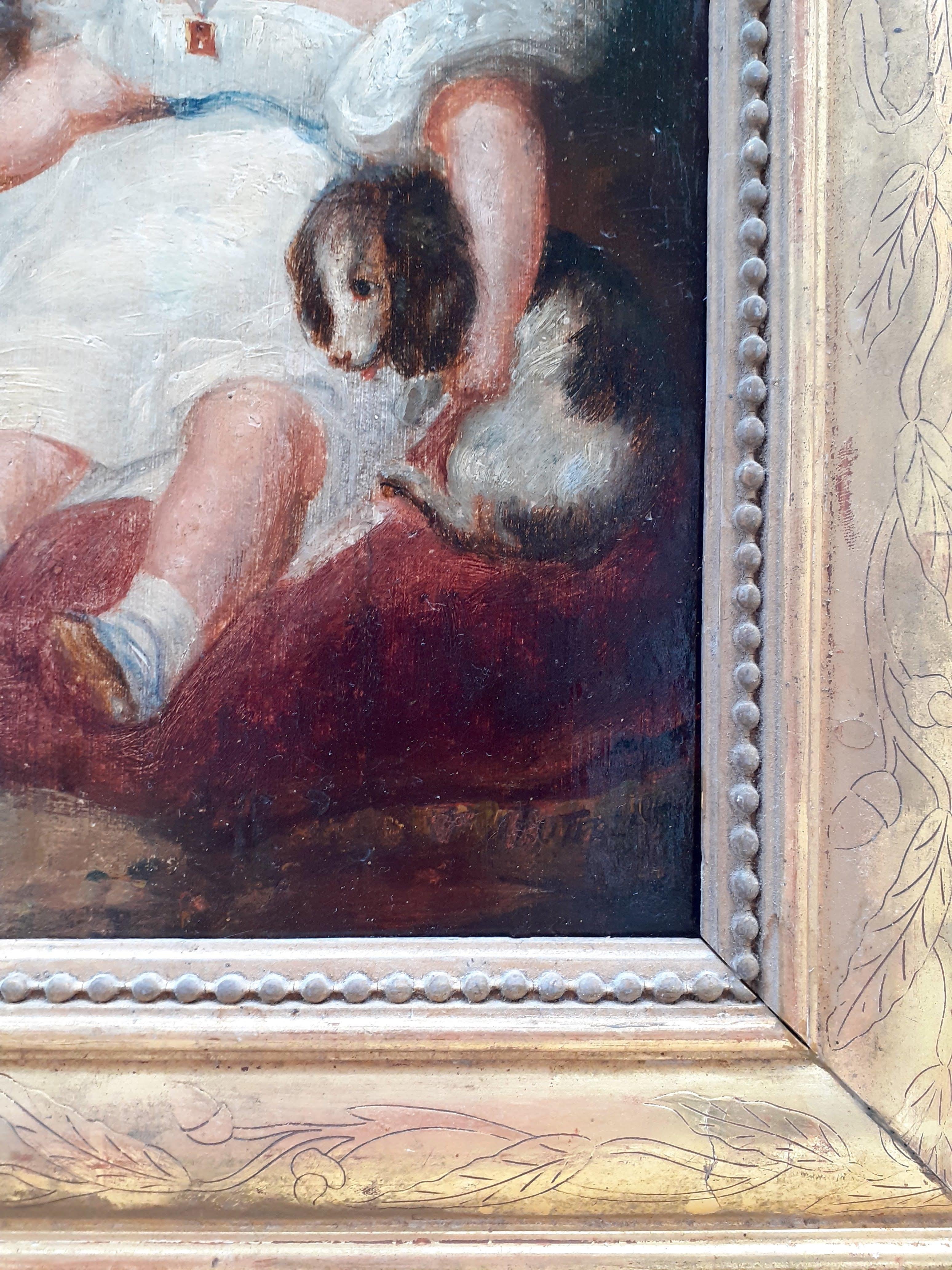 Une scène familiale douce et intime par le plus rare des artistes : Henri-Louis-Hippolyte Poterlet (1804-1835), enfant prodige français du début du XIXe siècle.

Poterlet était un ami proche et un confident d'Eugène Delacroix, le chef de file du