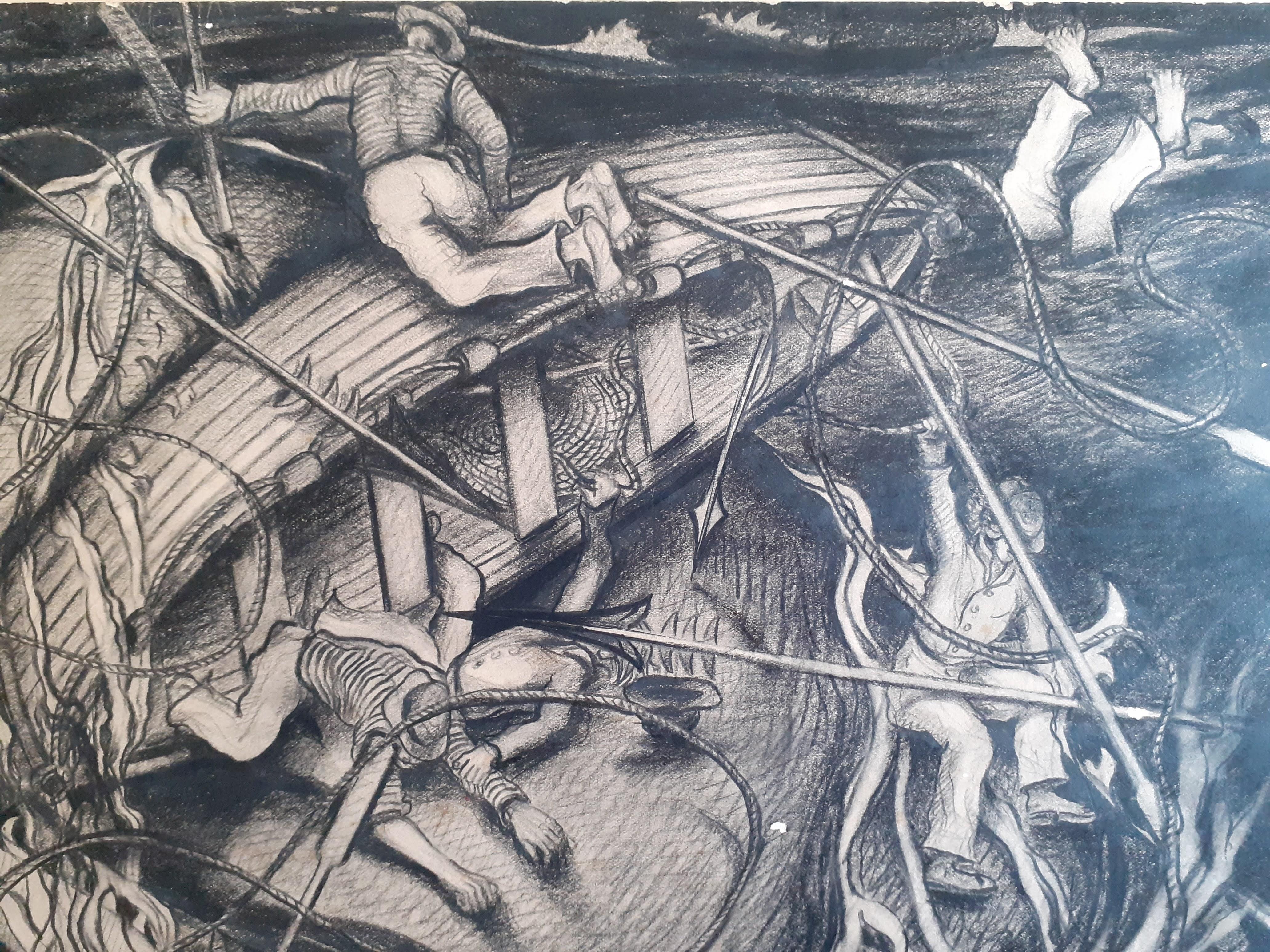 Rockwell Kent Figurative Art - Moby Dick 4 original mid century illustrations for Herman Melville's masterpiece