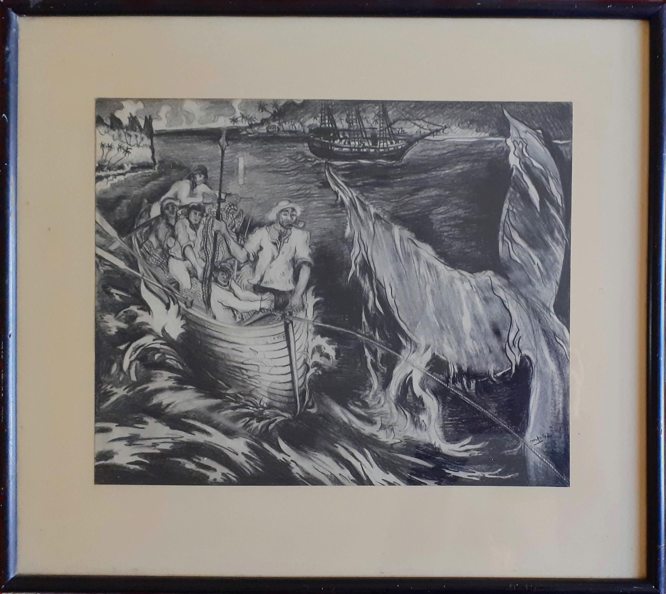 Moby Dick 4 Originalillustrationen aus der Mitte des Jahrhunderts für Herman Melvilles Meisterwerk im Angebot 1