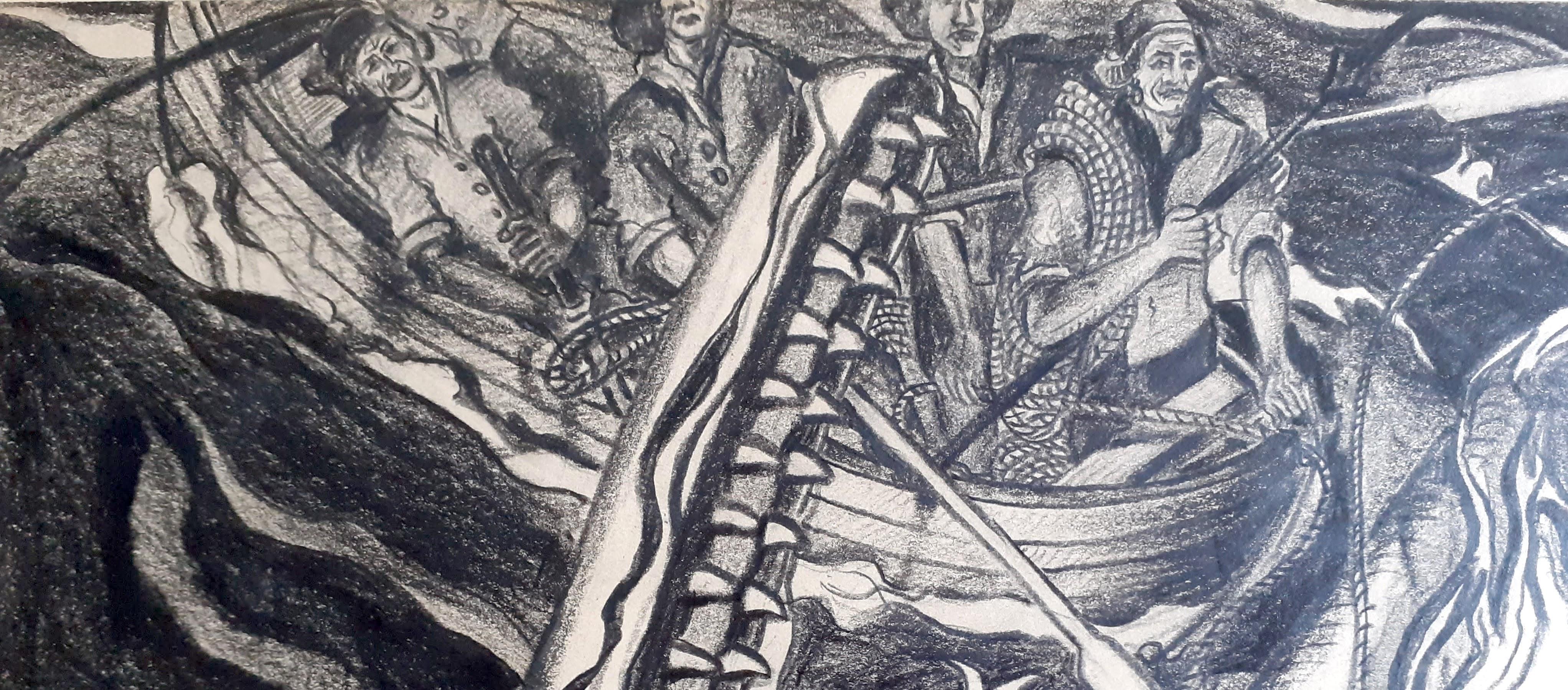 Moby Dick 4 Originalillustrationen aus der Mitte des Jahrhunderts für Herman Melvilles Meisterwerk im Angebot 3