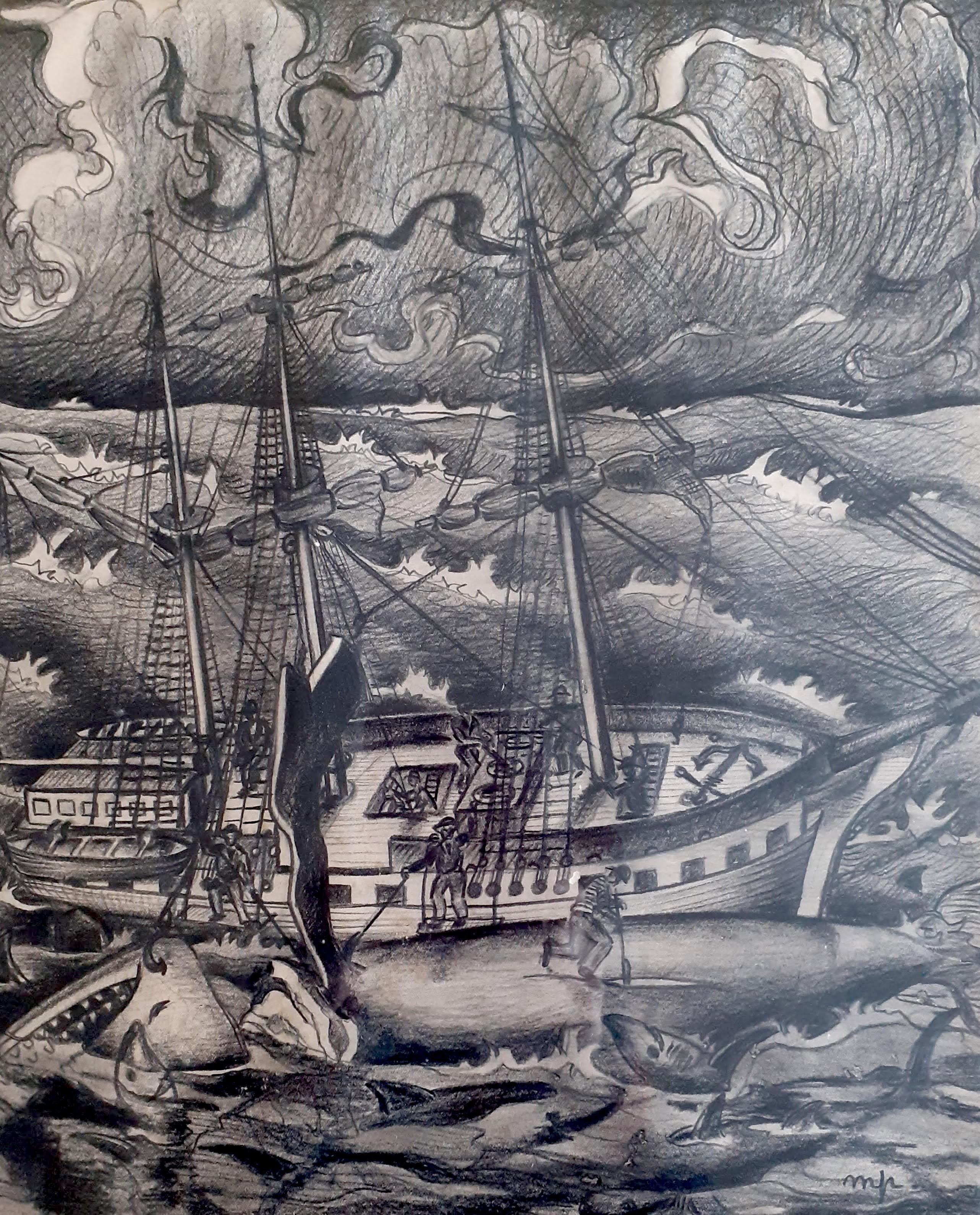 Moby Dick 4 Originalillustrationen aus der Mitte des Jahrhunderts für Herman Melvilles Meisterwerk im Angebot 5