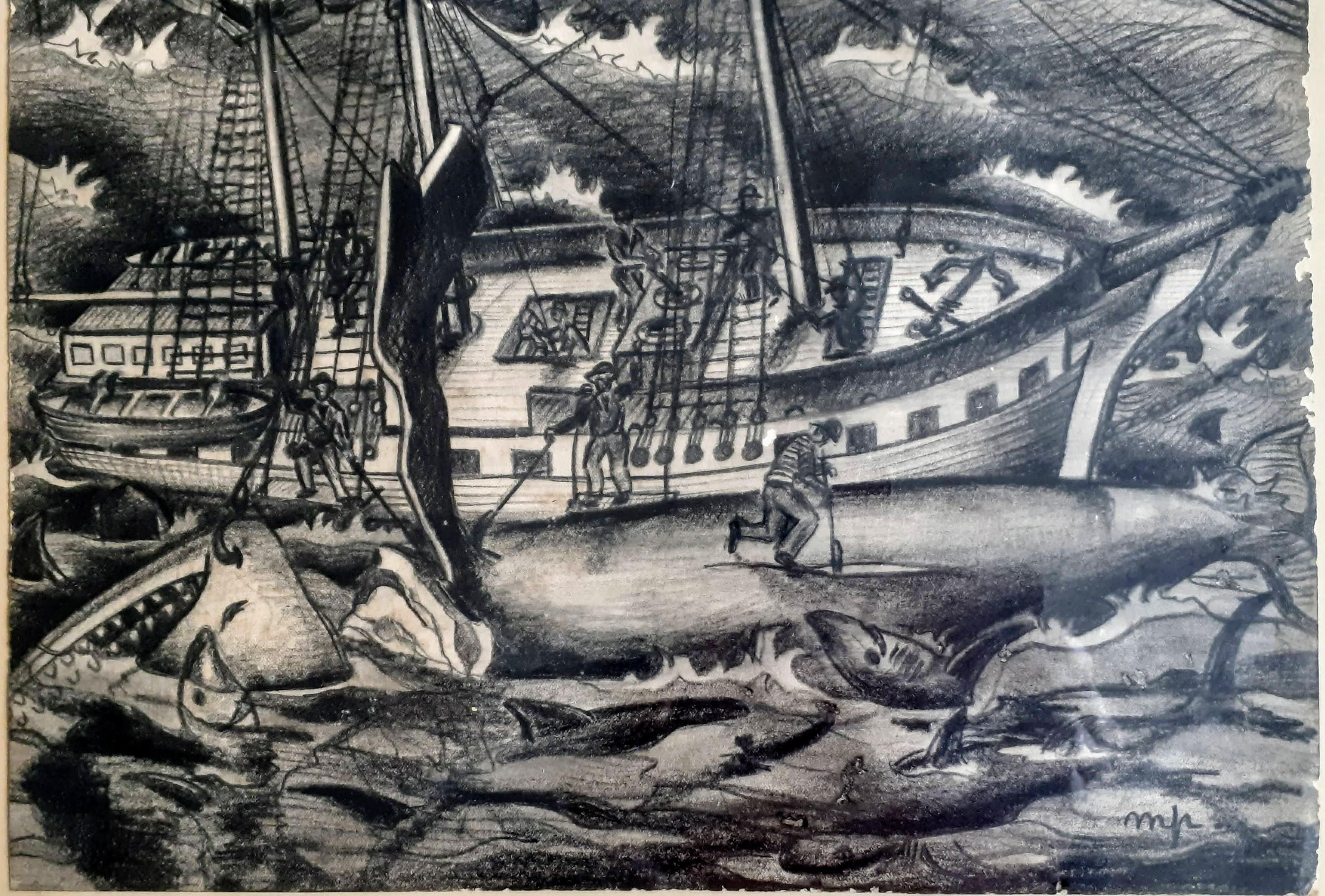 Moby Dick 4 Originalillustrationen aus der Mitte des Jahrhunderts für Herman Melvilles Meisterwerk im Angebot 6