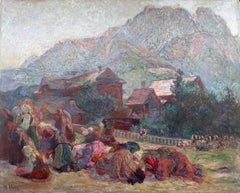 Evening Prayer in The Polish Mountains by woman artist large jewel coloured oil