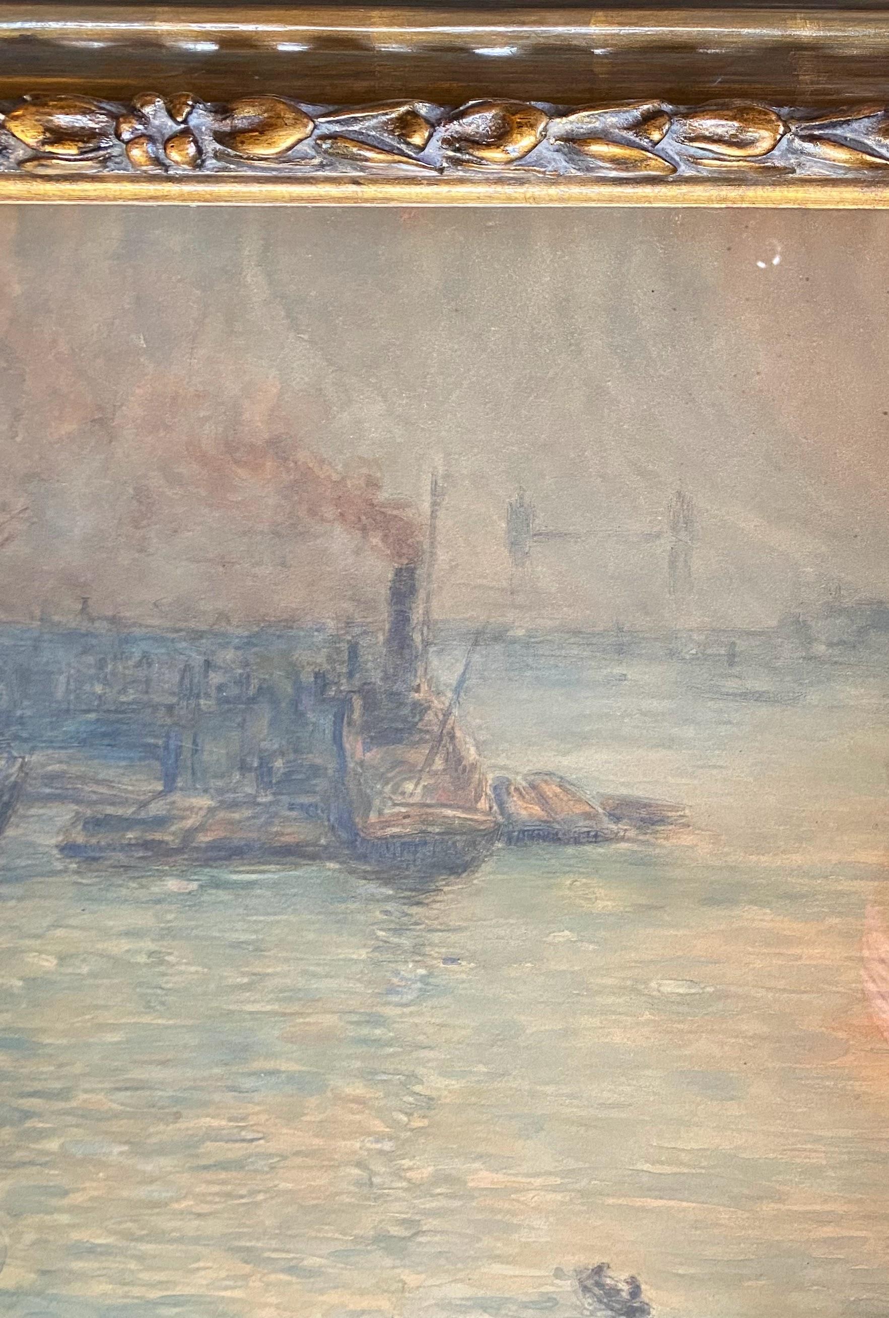London Effect of Light and smoke on the Thames, Tower Bridge, 1907 Monet style - Art by Gaston Prunier