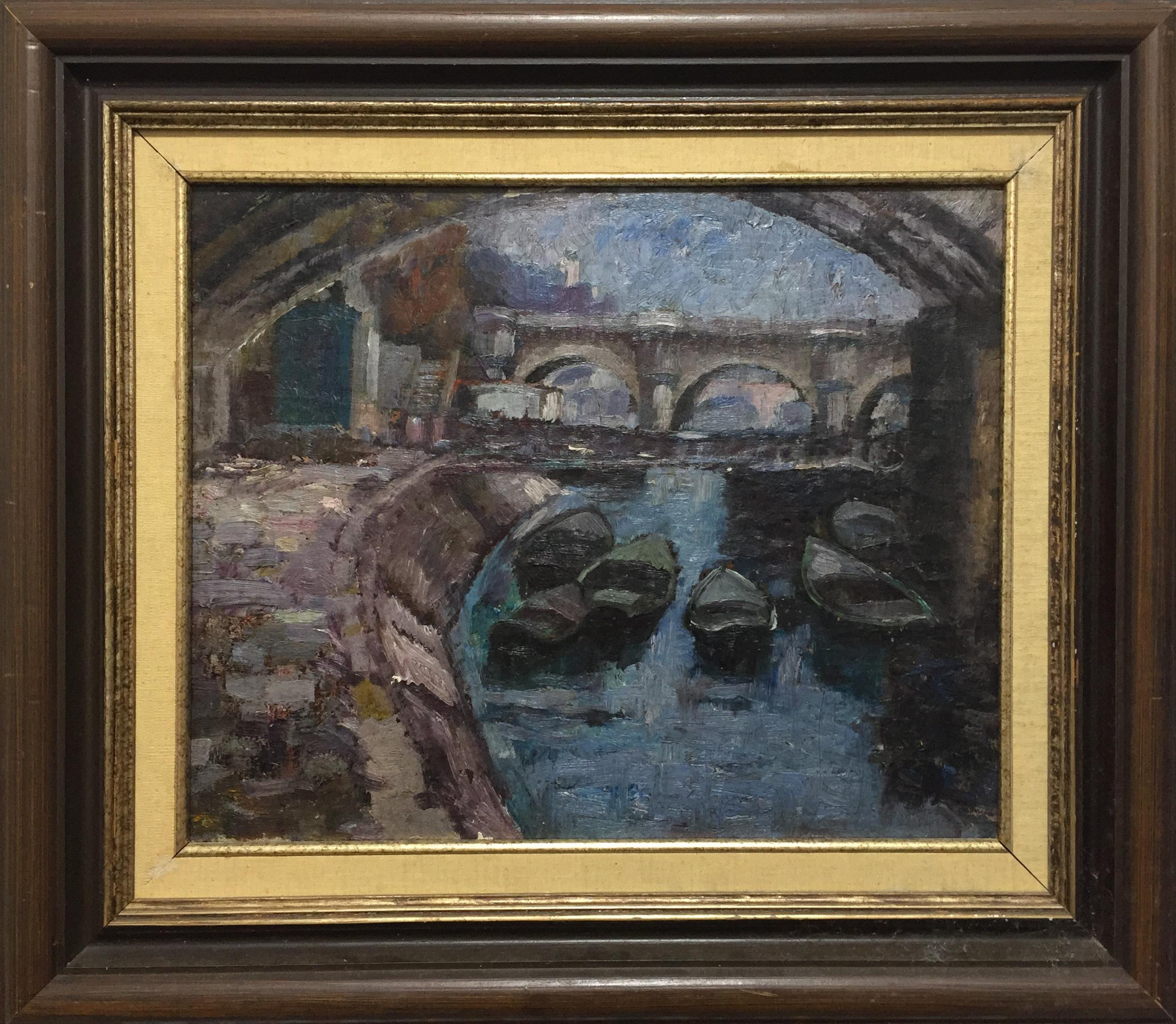 Knut Heldner (New Orleans) Landscape Painting - Bridge Over the Seine (Paris)