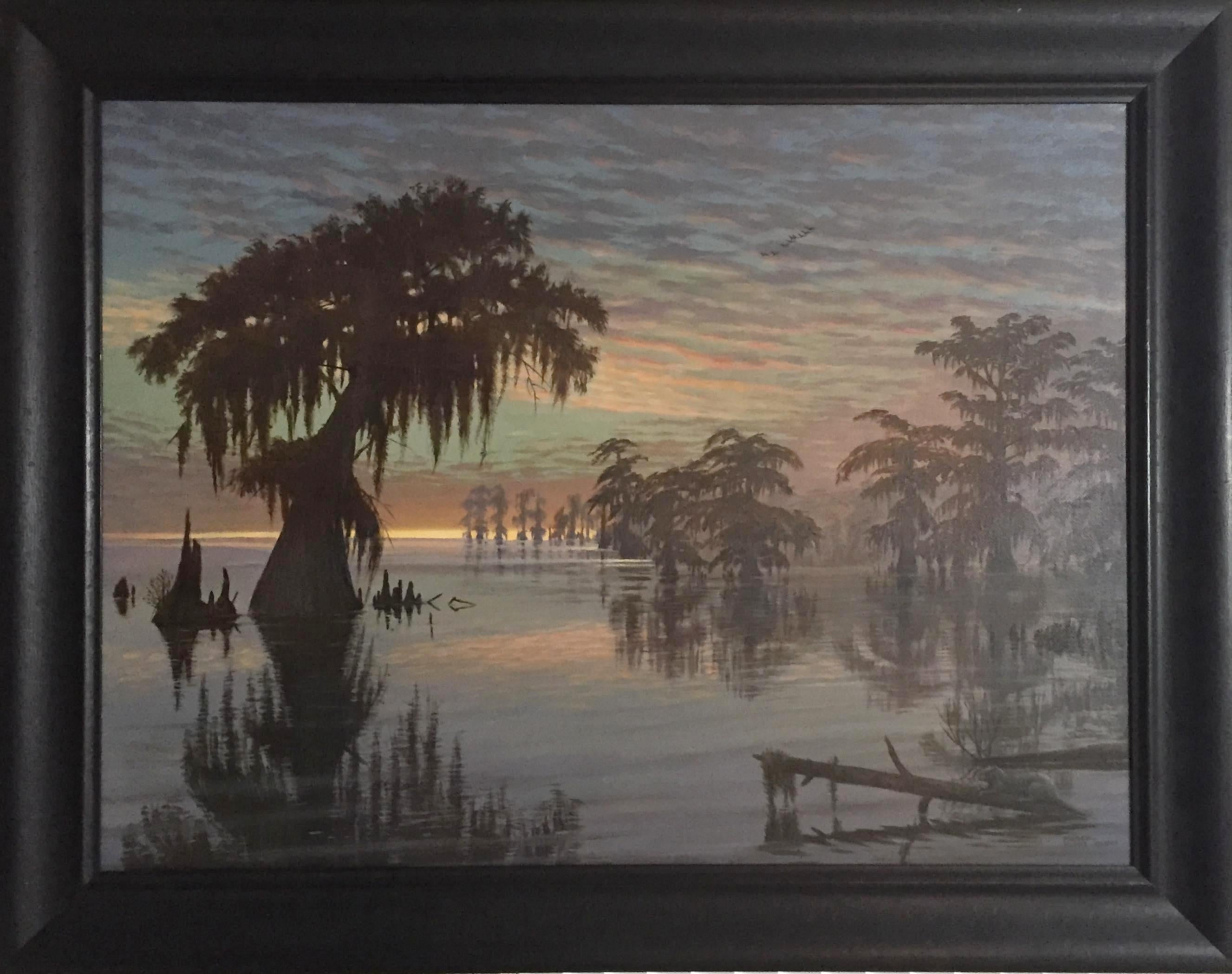 Murrell Butler
Bayou Sonnenuntergang, 2009
Öl auf Leinwand
30″ x 40″
$4800
Ein stimmungsvoller Louisiana-Bayou bei Sonnenuntergang von Murrell Butler, einem bekannten Künstler aus Louisiana. Es ist schwer, Originale dieses Malers zu finden - fast