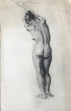 "Standing Nude" - Graphite Woman Portrait Drawing