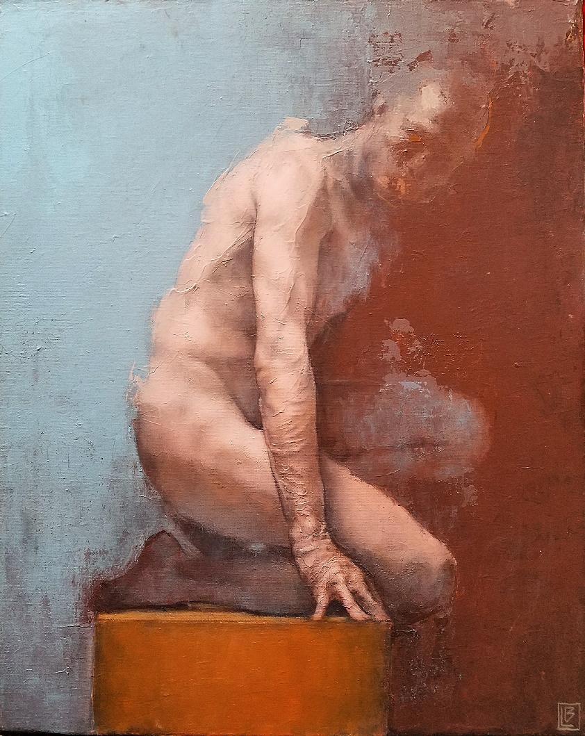 Louis Braquet Figurative Painting - "Adam Kadmon" - Contemporary Nude Male Portrait Painting
