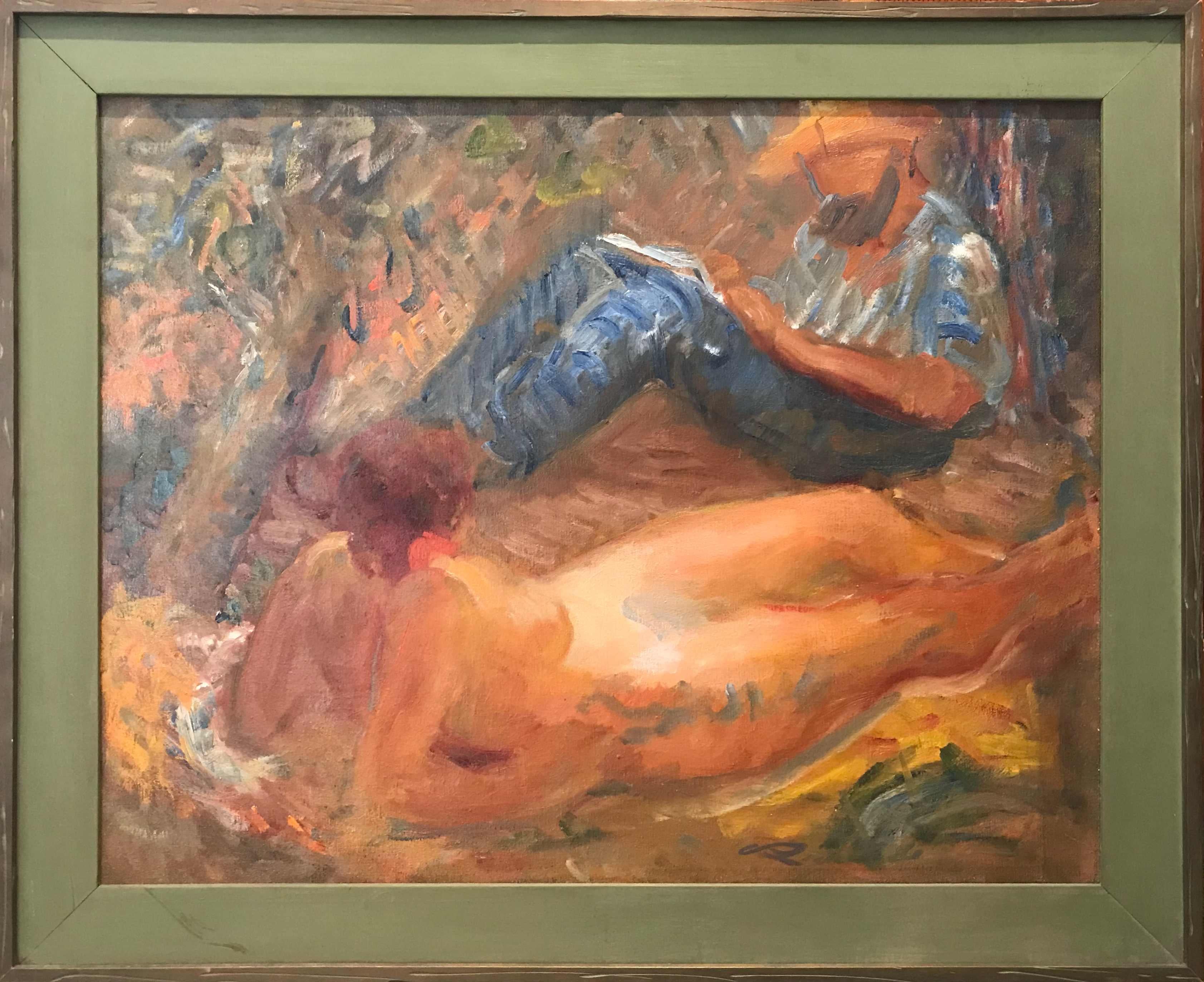 Charles Richards Nude Painting – „“Sunday Painter““ – gerahmtes impressionistisches Aktgemälde aus New Orleans