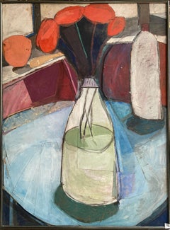 Still Life with Flowers (Oil/Collage, Large)