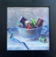 "Spooled Color" - Framed Contemporary Impressionist Still Life Painting