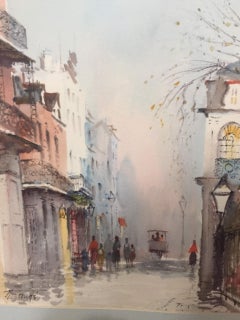 Retro French Quarter Scene (Mid-Century Framed New Orleans Watercolor Painting)