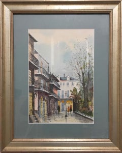 Pirate's Alley (Framed Mid-20th Century New Orleans Watercolor Painting)