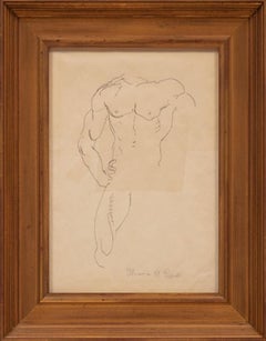 Study of a Male Nude (Original Thomas Hart Benton, Signed & Authenticated)