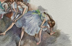 Ballet Dancers Resting (Original Watercolor, Reminiscent of Degas)