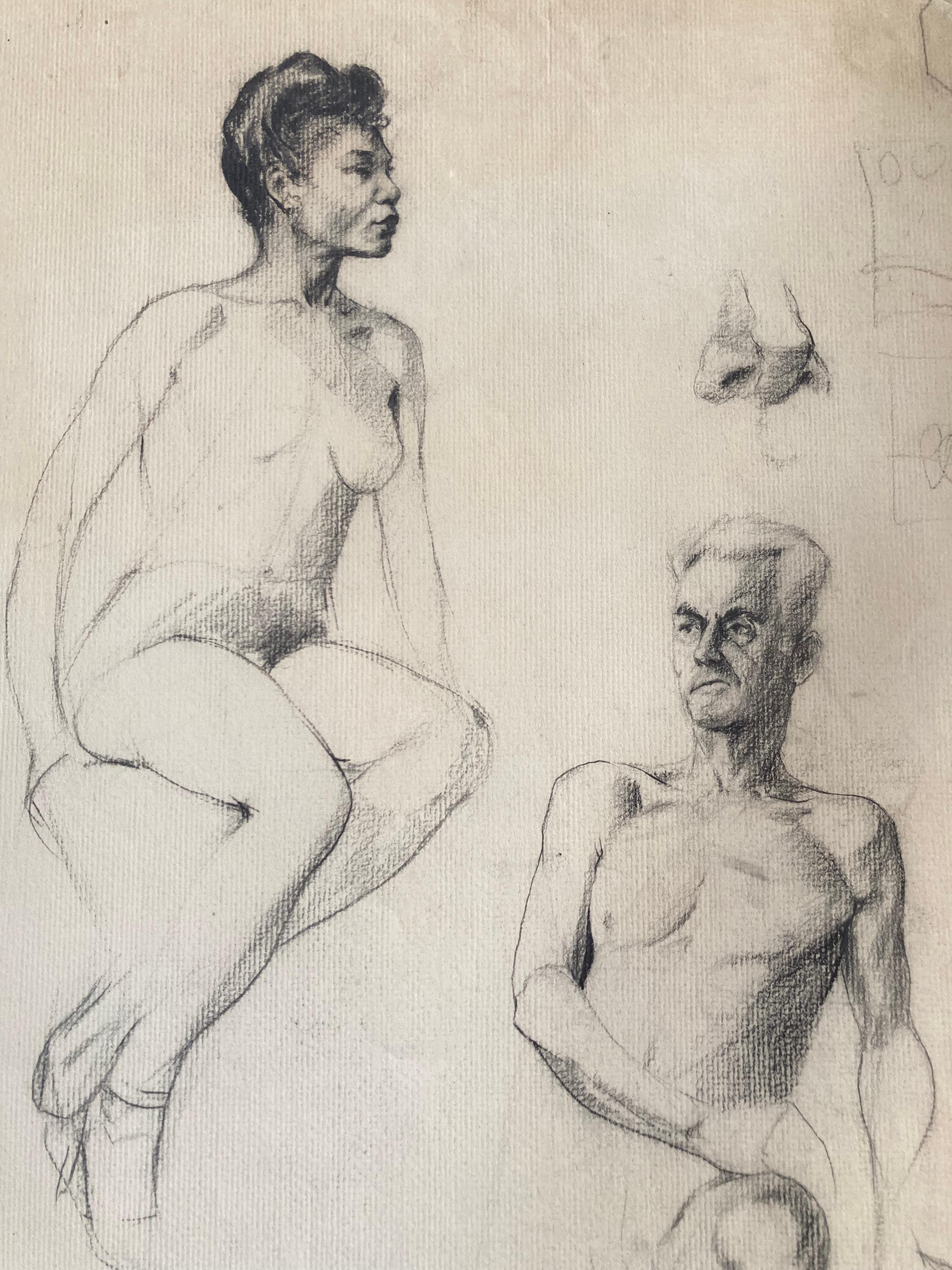 Figure Drawings  (Pencil Drawings on Paper) - Art by Unknown