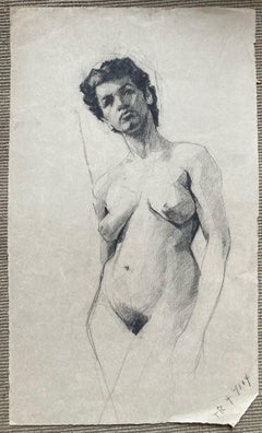 Studio Sketch, Standing Nude (Pencil Drawing on Paper)