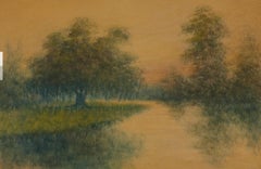 Alexander Drysdale, "Louisiana Bayou" - Quadro di paesaggio antico con cornice