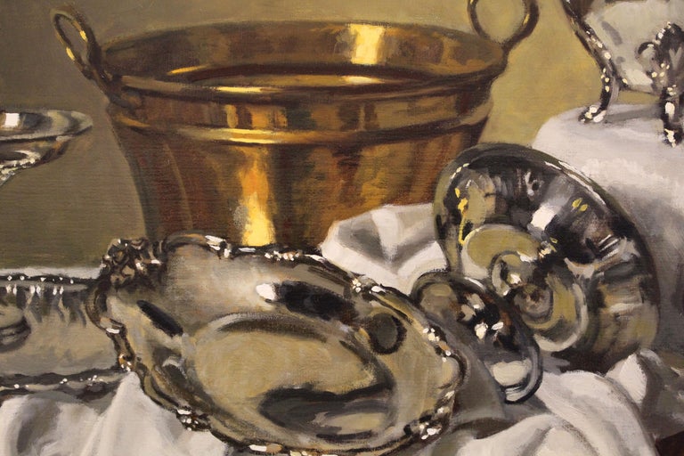 Gregory Hull "Very Large Still Life with Sterling" Framed