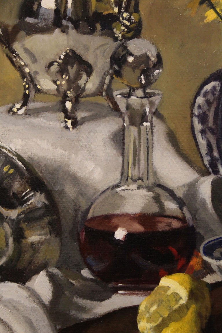 Gregory Hull Very Large Still Life with Sterling For Sale at 1stDibs