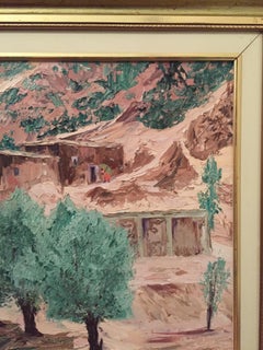 "Les Oliviers de L'Ouka", Mountain Landscape Village Painting