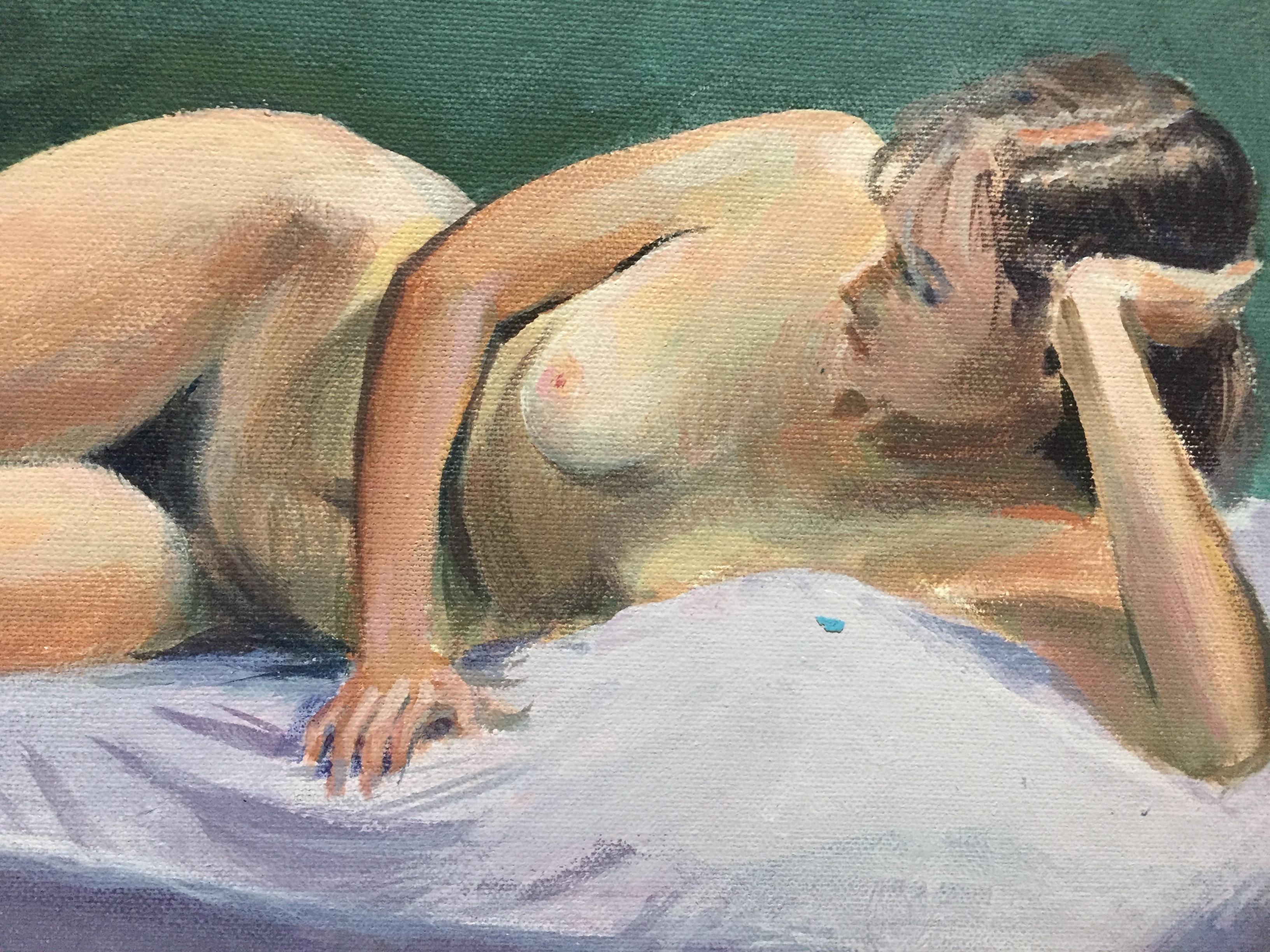 Reclining Nude - Painting by Annie Holden