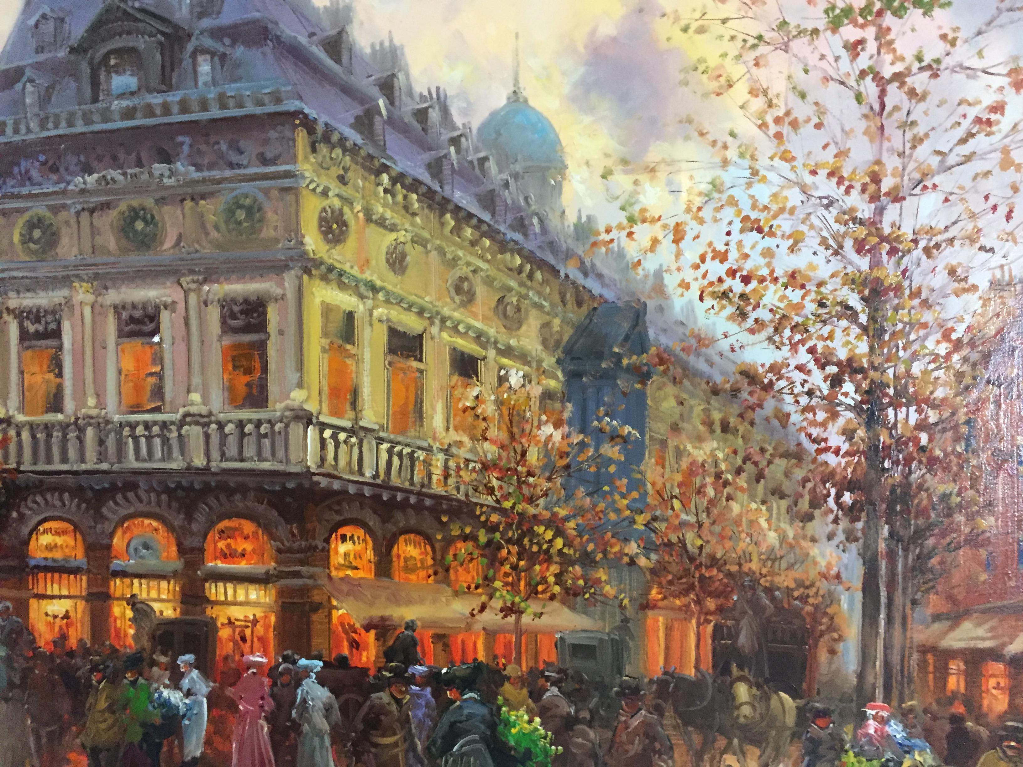 Paris Street Scene - Post-Impressionist Painting by Emilio Payes