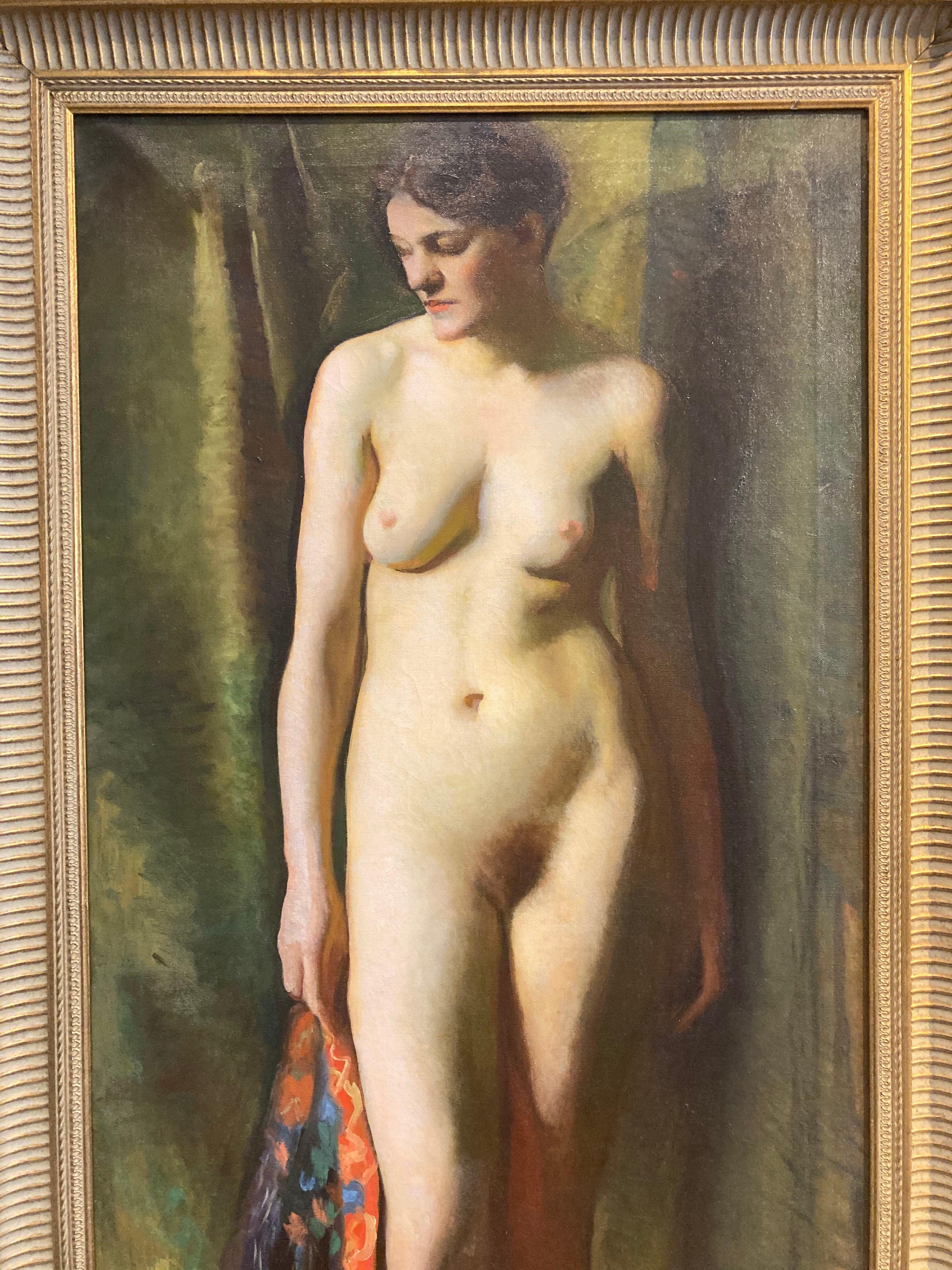 Cornelia Loring Brooks Nude Painting – „Großer stehender Akt“ – Cordelia Brooks, Harvard-Schule von 1889, Pariser Salon