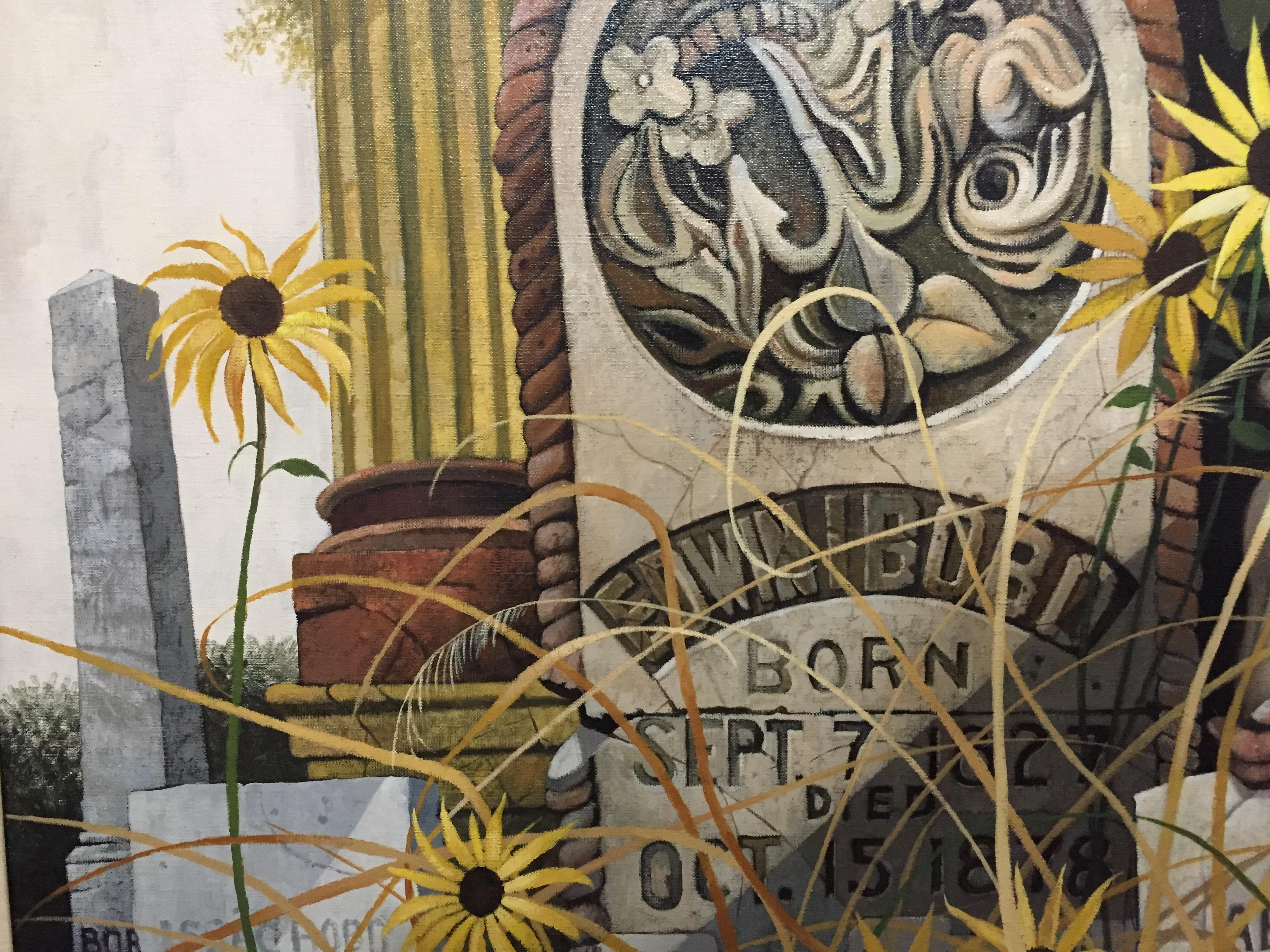 A large, impactful, dreamy painting about Southern heritage and the passing of time and lives. Rolland Golden’s paintings are a fixture in Louisiana homes – quite often depicting roads, highways and fields that evoke a sort of quiet nostalgia. This