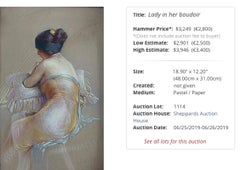 "Demoiselle" - Framed Early 20th Century Pastel Woman Portrait