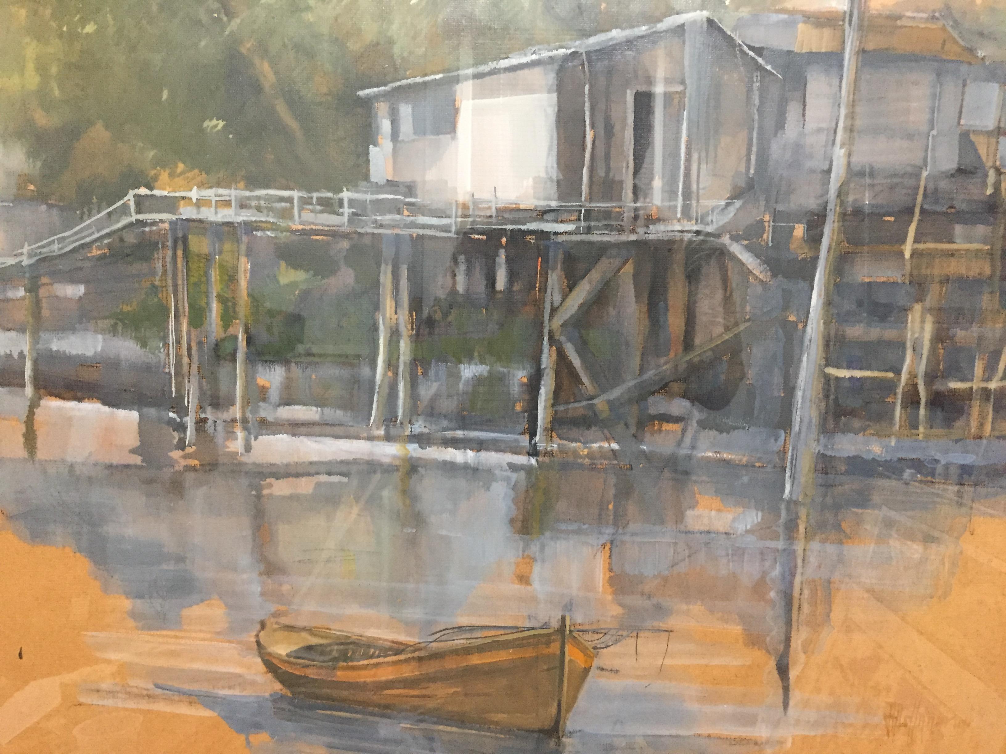 „ Pirogue on the Mississippi“ (mit einem Exemplar aus dem Hardcover, in dem es zu sehen ist) (Amerikanischer Impressionismus), Art, von Franco Allesandrini