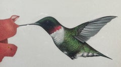 Hummingbird ("The Whizzer") - Framed Modern Realistic Bird Drawing
