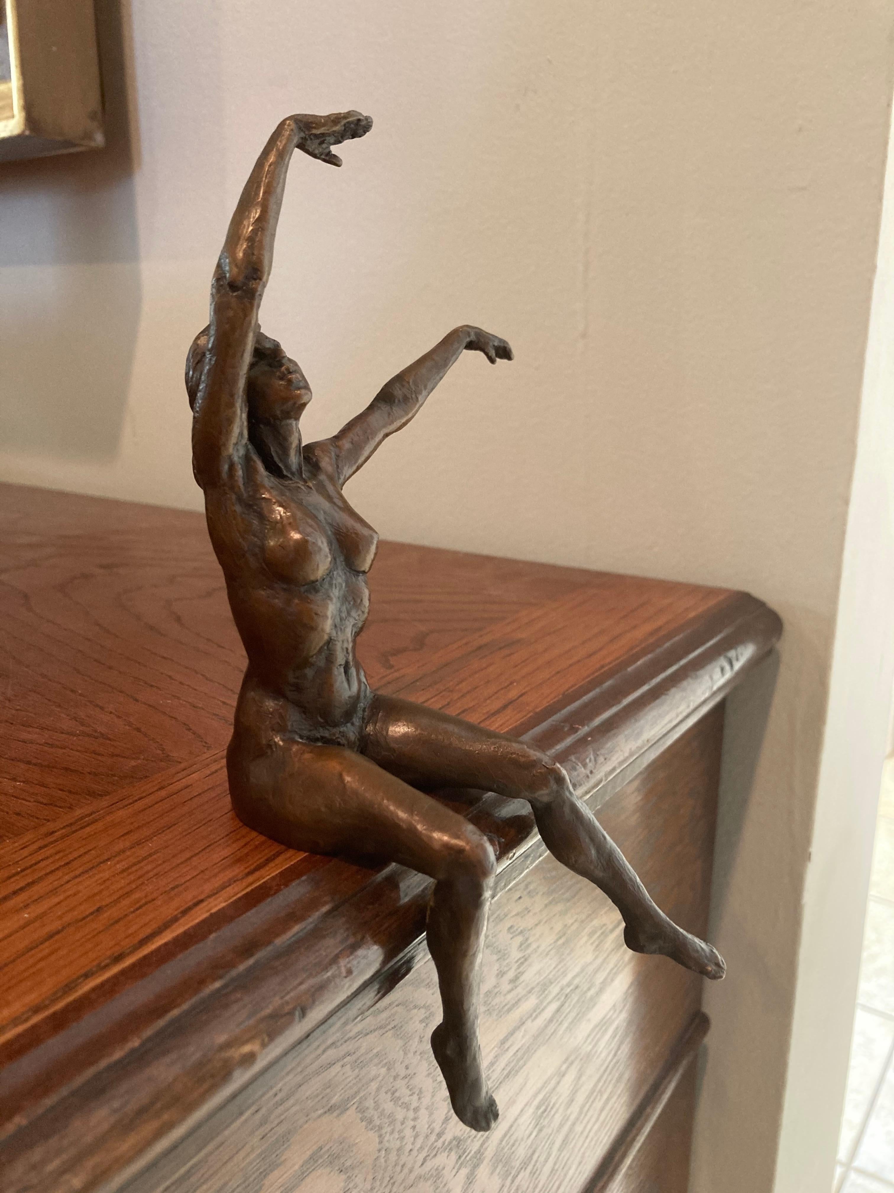 Judy Onder Figurative Sculpture - "Seated Nude" - Late 20th Century Woman Bronze Sculpture