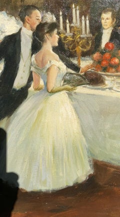 "The Banquet" - Late 20th Century Framed Impressionist Figure Painting