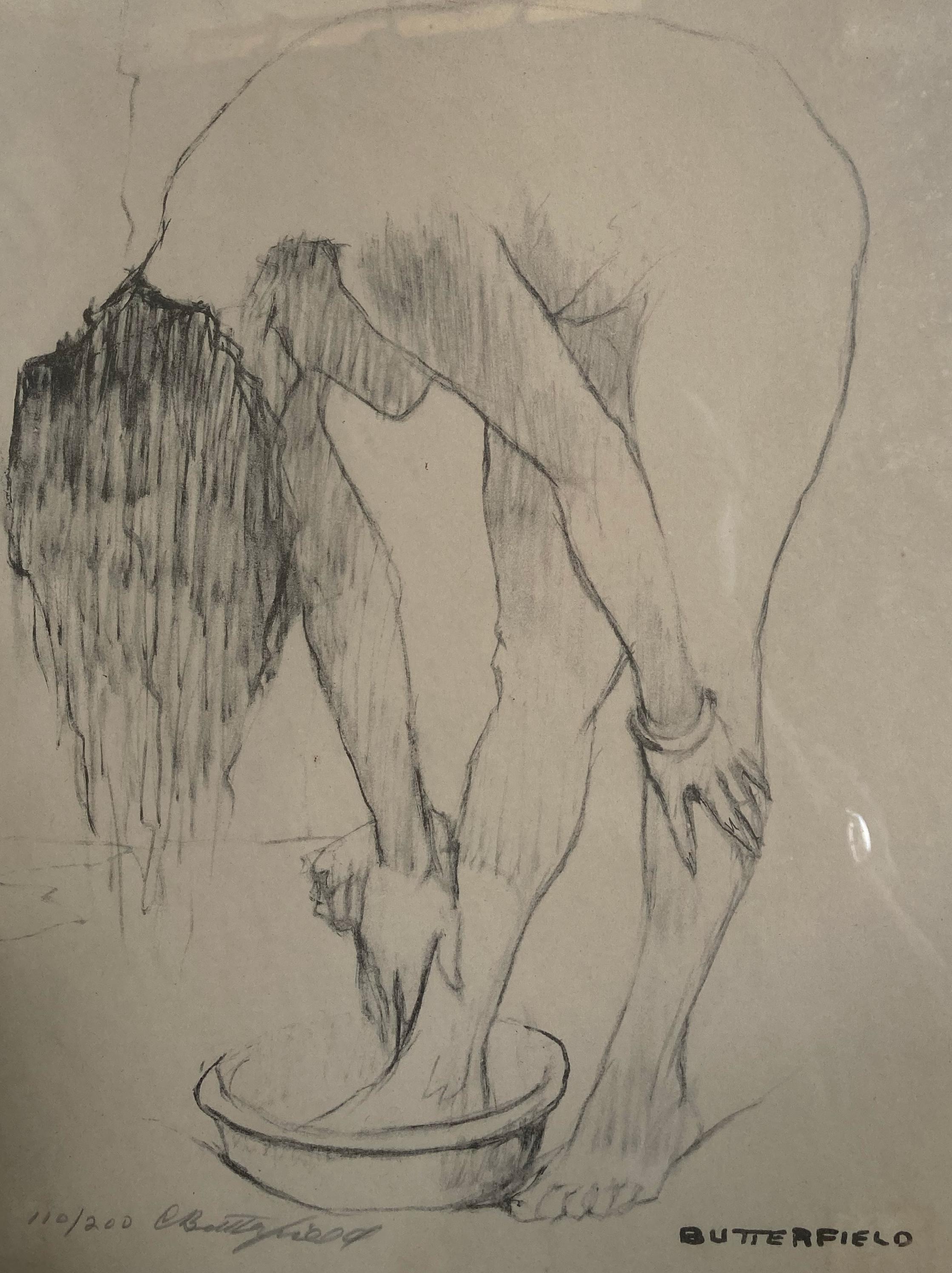 « Jeune femme lavande » - Imprimé nu encadré de la fin du XXe siècle signé - Impressionnisme Print par Cortland Butterfield