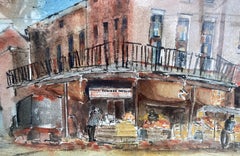 Retro "Sciamera Produce"  - Framed New Orleans French Quarter Impressionist Watercolor