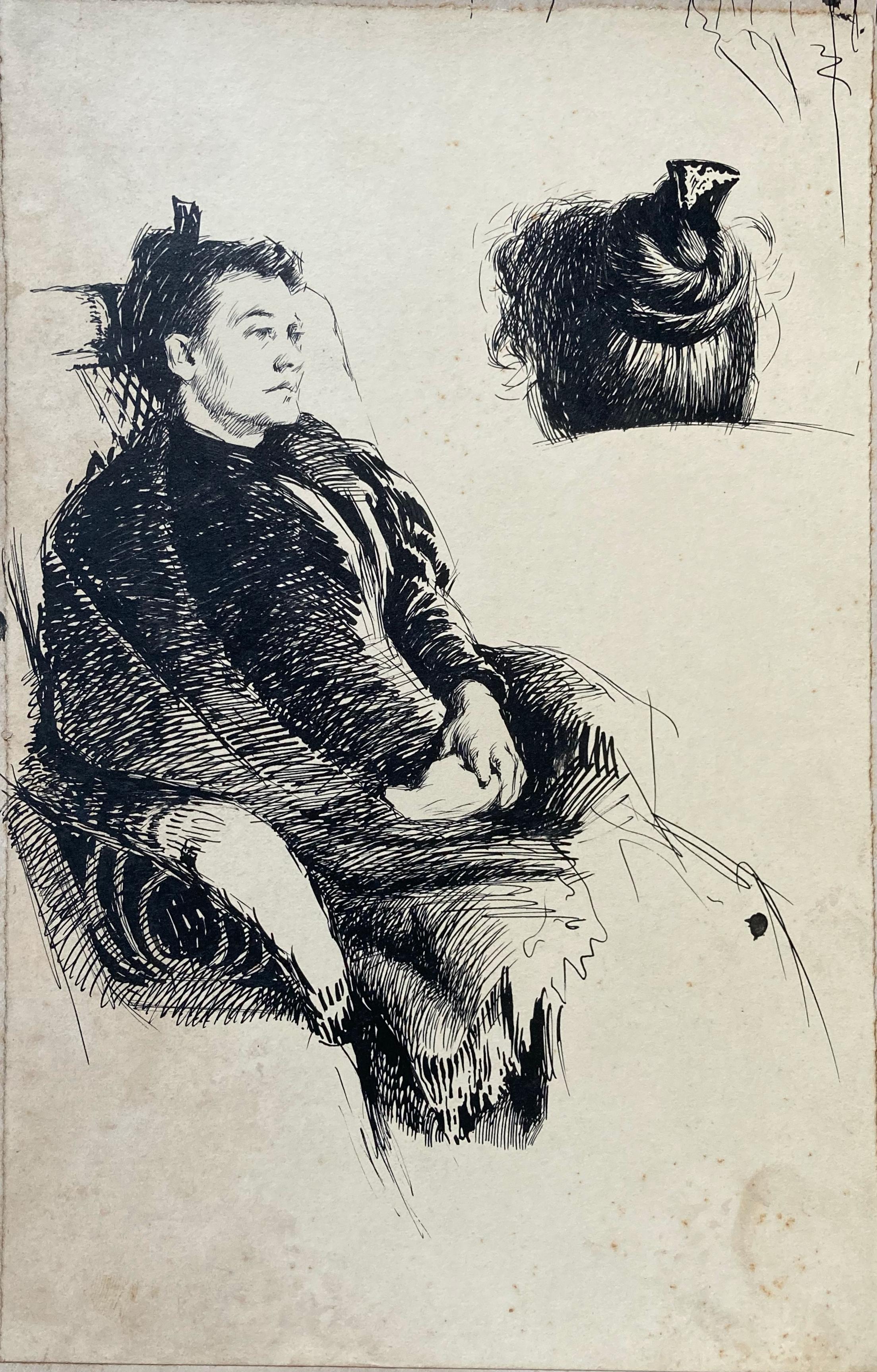 Ellsworth Woodward Portrait – Studie über eine sitzende Frau (von führendem Vertreter der „Südamerikanischen Kunstrenaissance“)