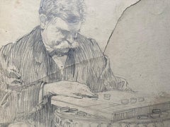 The Chess Game (antique drawing by leader of "Southern Art Renaissance")