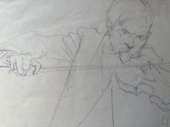 The Violinist (Antique Ellsworth Woodward Figurative Graphite Sketch Drawing)