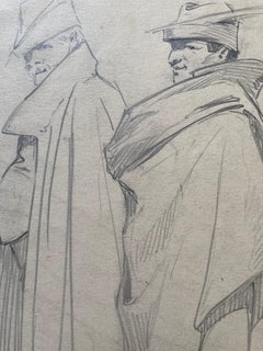 Cloak and Dagger (Ellsworth Woodward Antique Figurative Graphite Drawing)