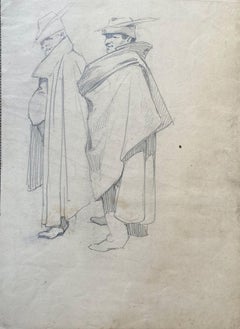 Cloak and Dagger (Ellsworth Woodward Antique Figurative Graphite Drawing)
