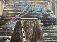 5 Original Lane Halteman Stage Design Watercolor Paintings, Late 20th Century