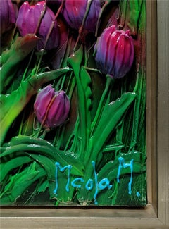 "Tulipani nel Campo" by Massimo Meda 47 x 39 inches Mixed Media on Canvas