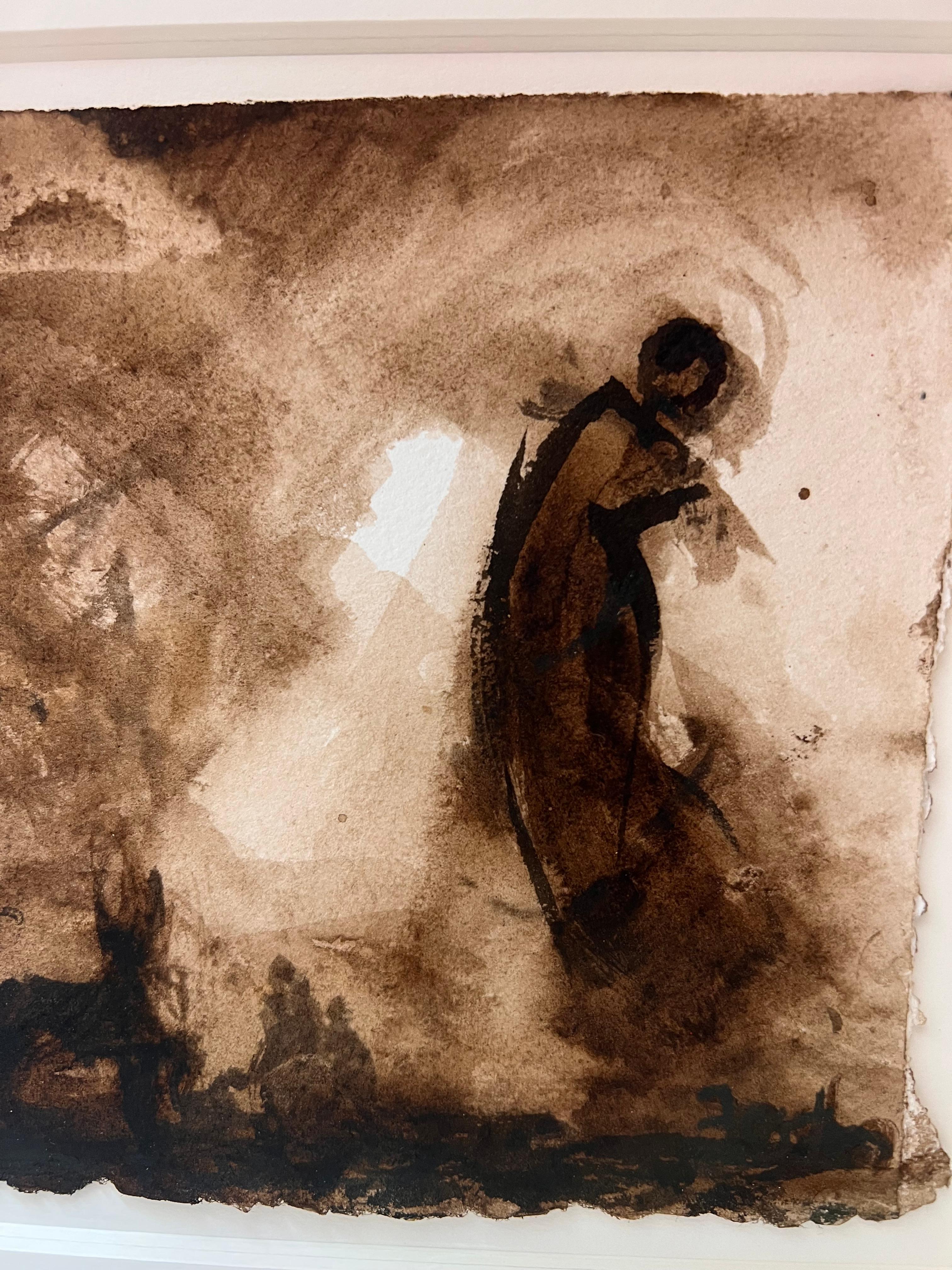This sepia ink drawing is in excellent condition and has only been shown in a gallery setting. Gail Foster is an Atlanta-based artist whose work is often exhibited in the Atlanta area. Foster’s work is motivated by an impassioned view of the human