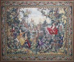 Vintage "Jeux Galants" (Gallant Players) Tapestry