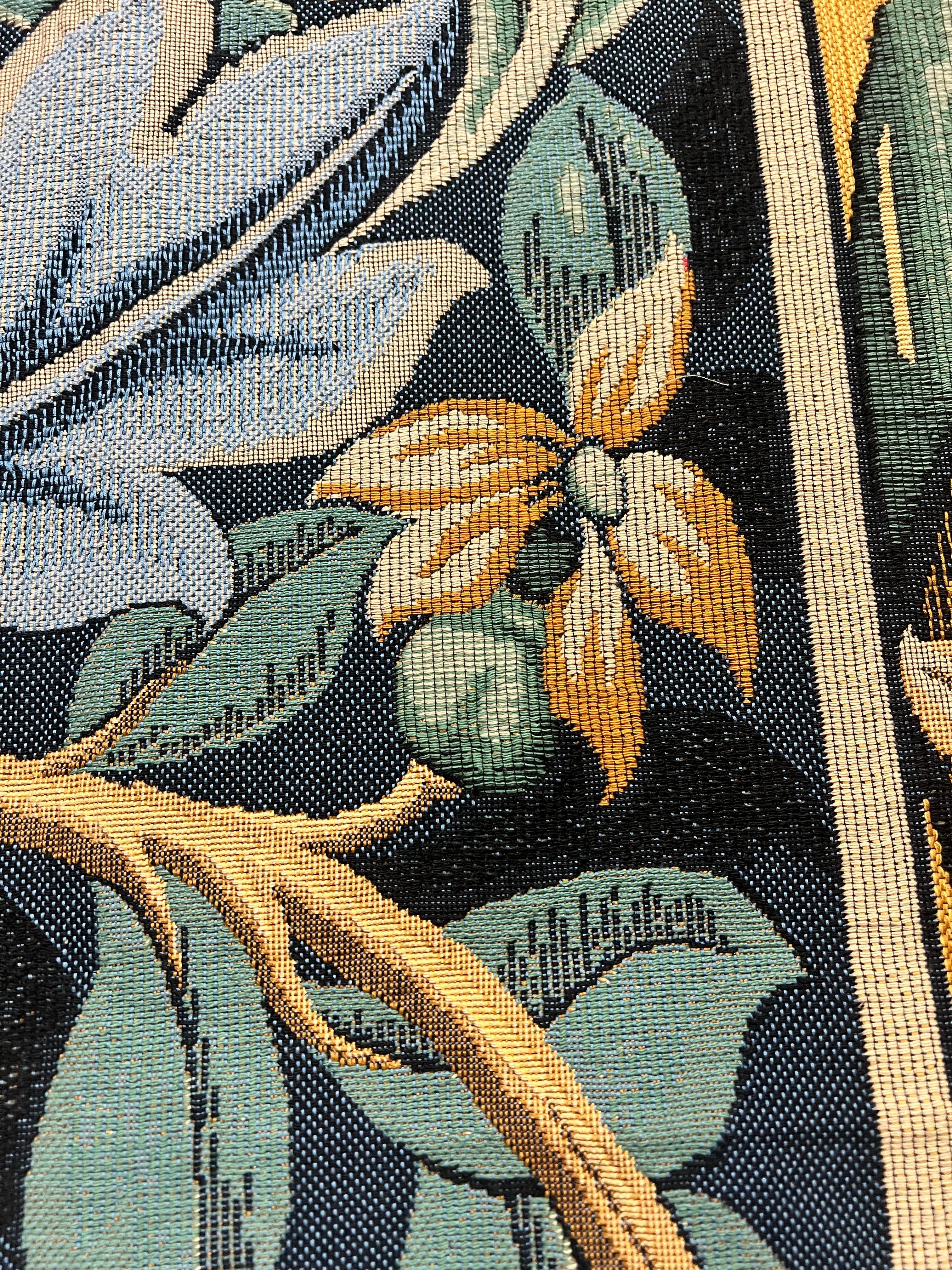This tapestry is based on a design by William Morris (1834-1896). He was instrumental in the revival of the decorative arts at the end of the 19th century. 

This tapestry is French made,  Jacquard woven with relief stitch. It is fully lined with