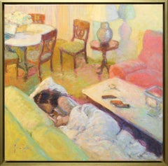 Domestic Interior "Afternoon Nap" Oil on Canvas by Rosa Ripoll 