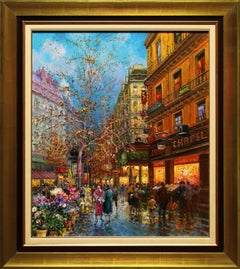 "Fresh Flowers for Sale" 28 x 24 Inch Oil on Canvas by Emilio Payes