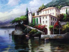 "Lake Como, Italy" by David Kim 36 x 48 inches Oil on Canvas